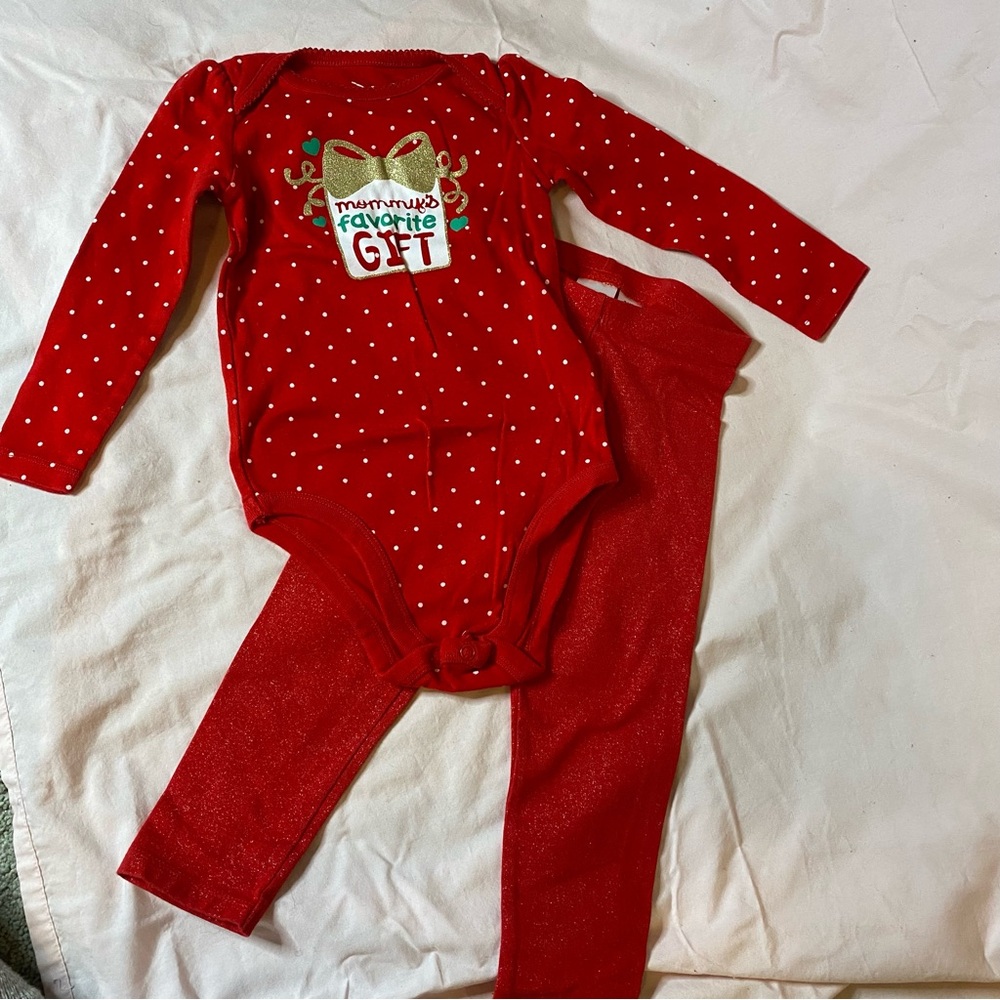 Jumping Beans 24M “Mommy’s Favorite Gift” 2 Piece Christmas Outfit
